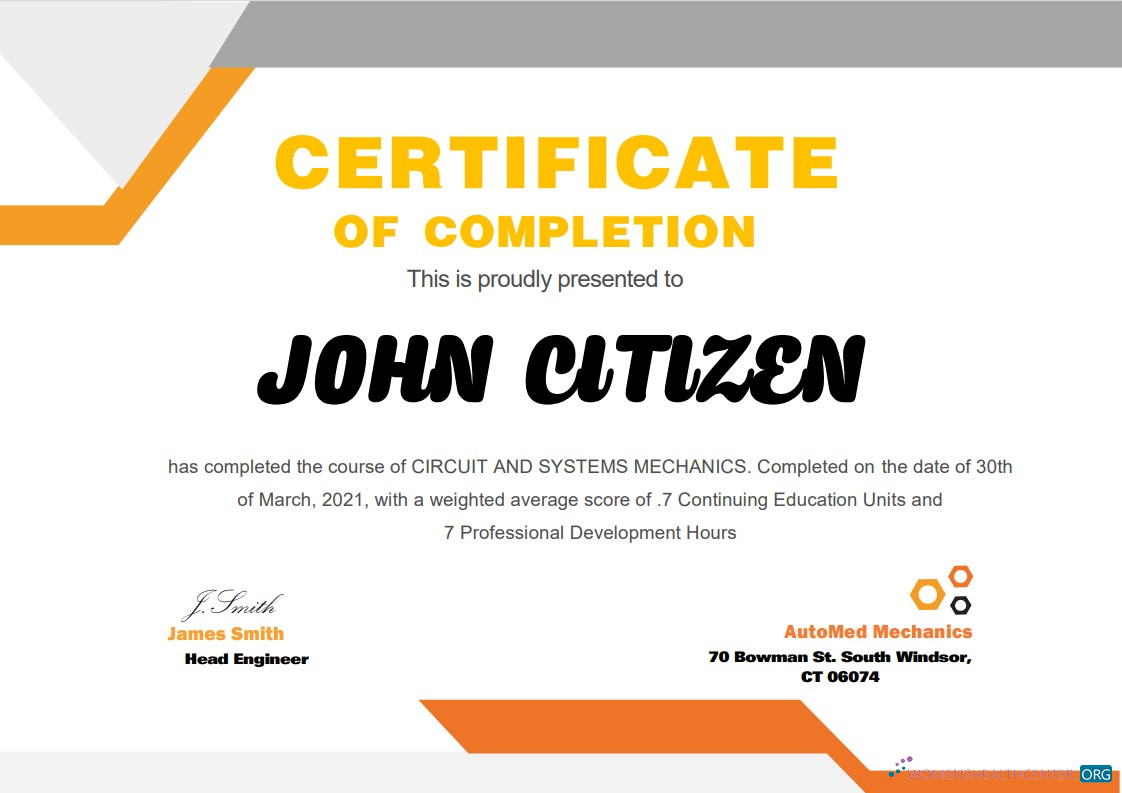 Download USA Mechanic Certificate Photoshop template